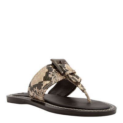 Rasteira Couro Animal Print Estampa Cobra