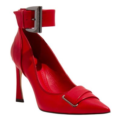 Scarpin Couro Pelica Soft Vermelho Bico Fino