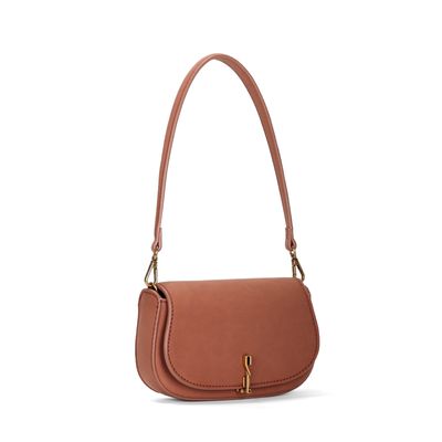 Bolsa Baguete Camurça Marrom Alça De Ombro