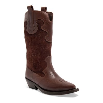 Bota Western Couro Confort Marrom Cano Médio
