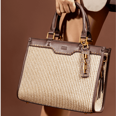 Bolsa Tramado Marrom Escuro Claro Duas Alças