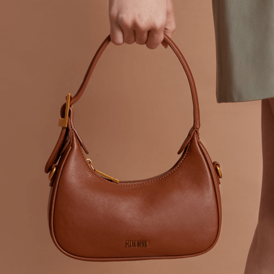 Bolsa Baguete Meia Lua Marrom Alça De Ombro