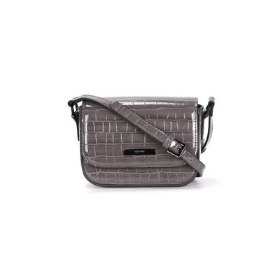 Bolsa Pequena Material Croco Cinza Alça Transversal