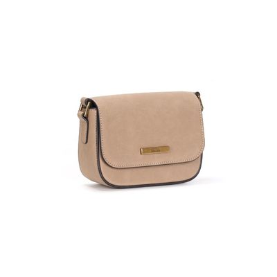 Bolsa Pequena Camurça Bege Alça Transversal