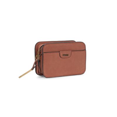 Bolsa Pequena Camurça Marrom Alça Transversal