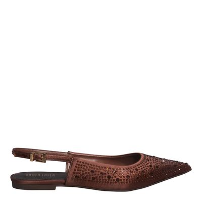 Sapatilha Slingback Cetim Rainha Marrom