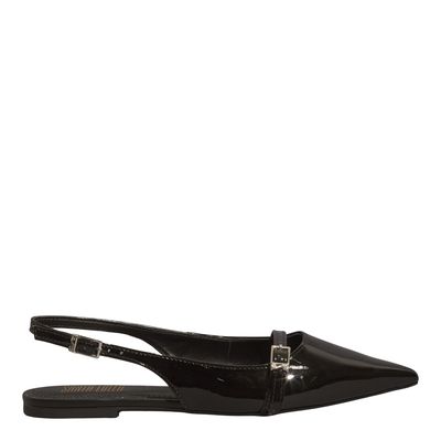 Sapatilha Slingback Envernizada Bico Fino Preta