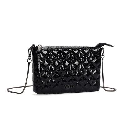 Bolsa Pequena Verniz Glossy Preto Alça Transversal