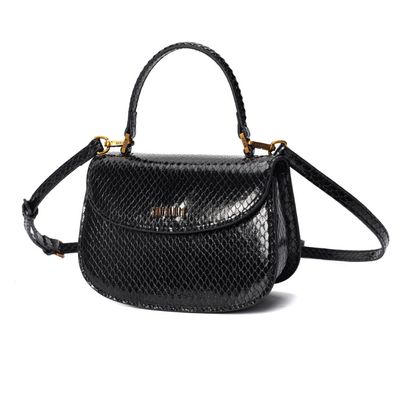 Bolsa Pequena Material Metalizado Preto Alça Dupla