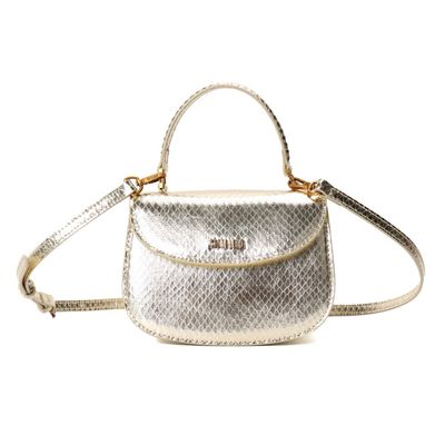 Bolsa Pequena Material Metalizado Dourada Alça Dupla