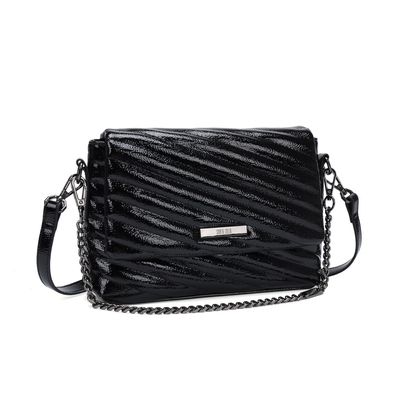 Bolsa Pequena Verniz Glossy Preta Alça Dupla