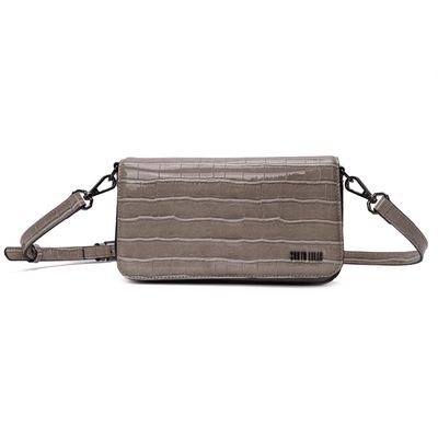 Bolsa Pequena Material Croco Cinza Alça Transversal