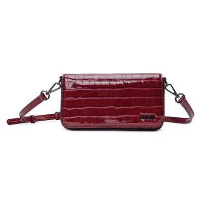 Bolsa Pequena Material Croco Vermelha Alça Transversal