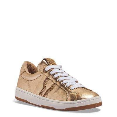 Tênis Couro Metalizado Dourado