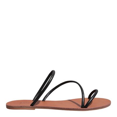 Rasteira Napa Soft Preta Bico Redondo