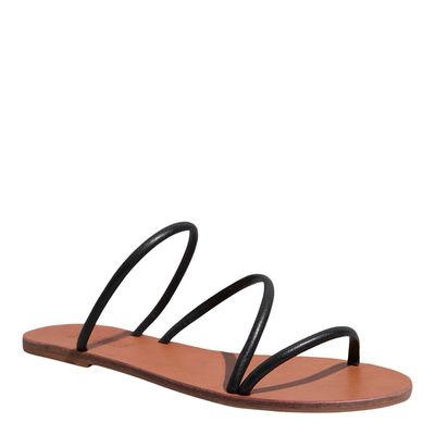 Rasteira Napa Soft Preta Bico Redondo