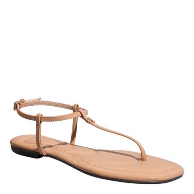 Sandália Rasteira Verniz Anzeli Bege