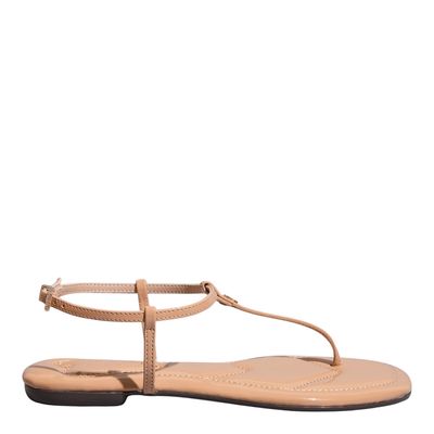 Sandália Rasteira Verniz Anzeli Bege