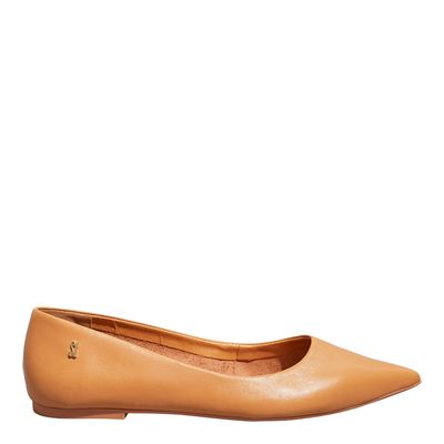 Sapatilha Couro Nobre Soft Bico Fino Caramelo