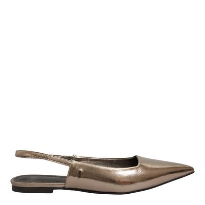 Sapatilha Slingback Metalizada Reflexo Cinza Pewter