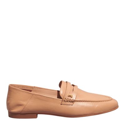 Mocassim Couro Nobre Rosa Bico Redondo
