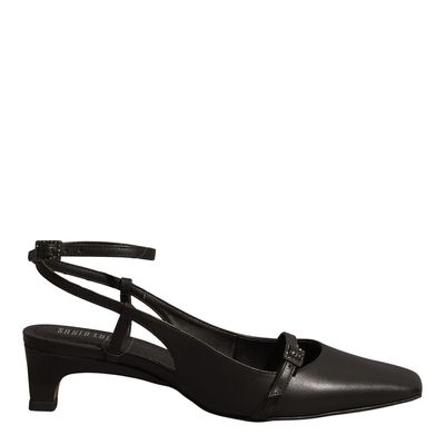 Scarpin Boneca Couro Confort Preto Salto Baixo