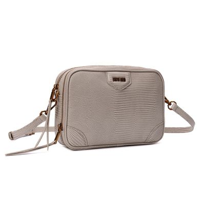 Bolsa Pequena Material Lizard Bege Alça Transversal