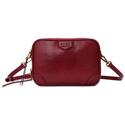 Bolsa Pequena Material Lizard Vermeha Alça Transversal