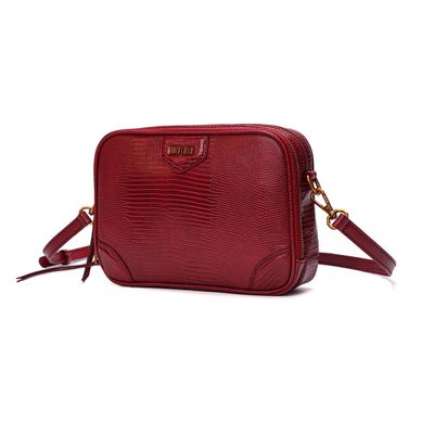 Bolsa Pequena Material Lizard Vermeha Alça Transversal