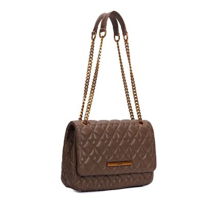 Bolsa Cinza Soft Matelassê Alça Corrente Dourada