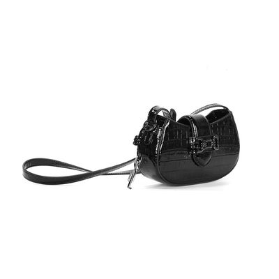 Bolsa Baguete Material Croco Preta Alça Transversal