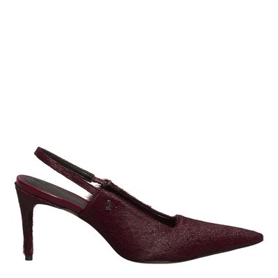Scarpin Slingback Pelo Bordô Salto Alto