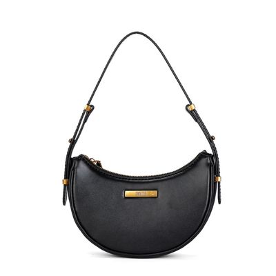 Bolsa Baguete Meia Lua Soft Preto Alça De Ombro