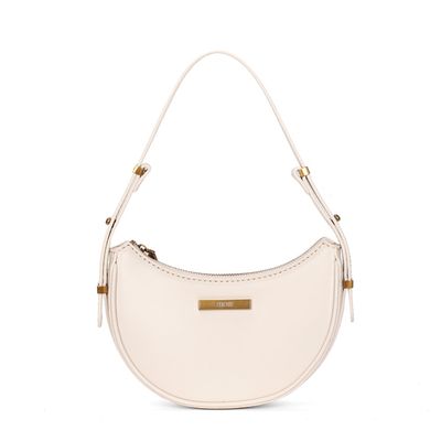 Bolsa Baguete Meia Lua Off White Soft Alça De Ombro