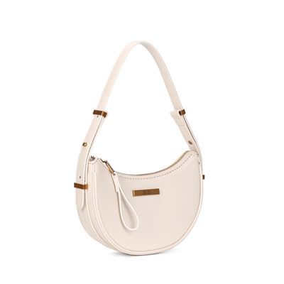 Bolsa Baguete Meia Lua Off White Soft Alça De Ombro