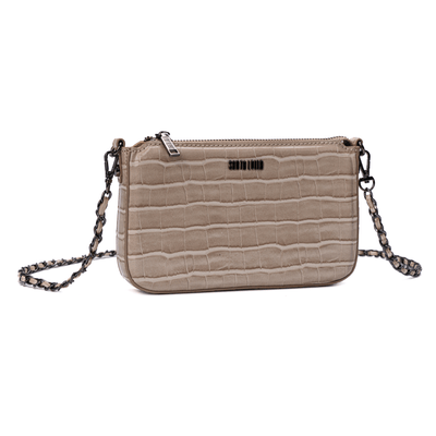 Bolsa Pequena Croco Bege Alça Transversal
