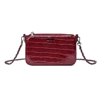 Bolsa Pequena Croco Vermelha Alça Transversal