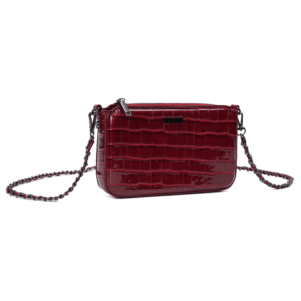 Bolsa Pequena Croco Vermelha Alça Transversal