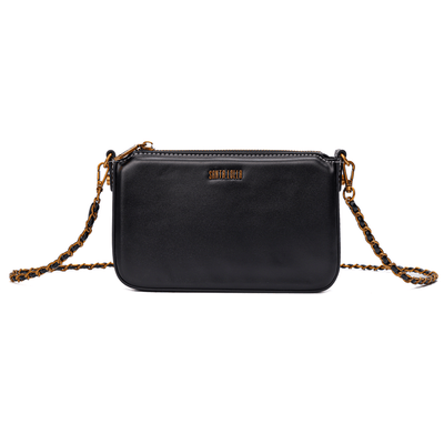 Bolsa Pequena Croco Preta Alça Transversal