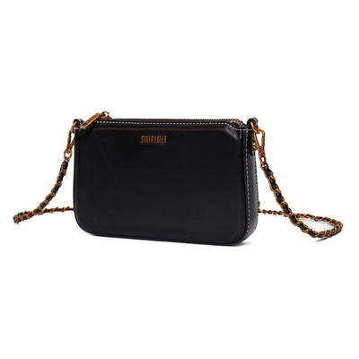 Bolsa Pequena Croco Preta Alça Transversal
