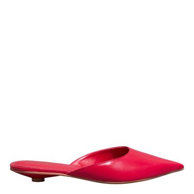 Mule Couro Nobre Bico Fino Vermelho Ferrari