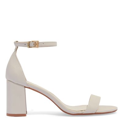 Sandália Napa Soft Creme Salto Grosso