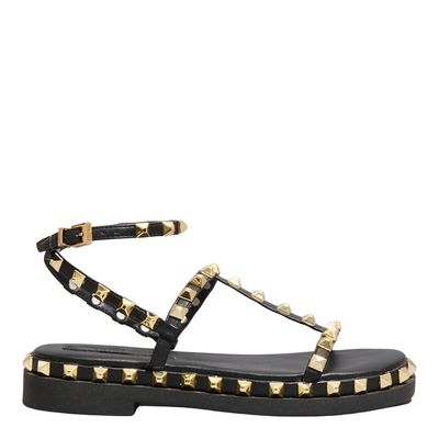 Papete Couro Confort Preto Spikes