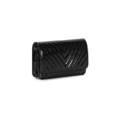 Bolsa Pequena Verniz Glossy Preto Alça Transversal