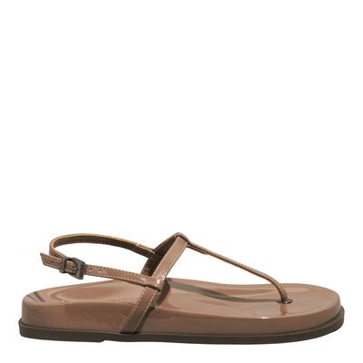 Sandália Papete Verniz Anzeli Bege Taupe