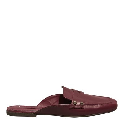 Mule Couro Nobre Soft Vermelho Bordô