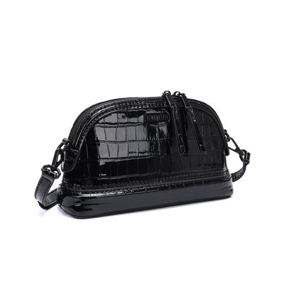 Bolsa Pequena Material Croco Preta Alça Transversal
