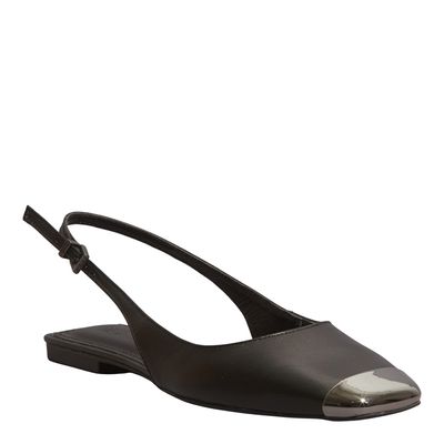 Sapatilha Slingback Couro Nobre Soft Preto