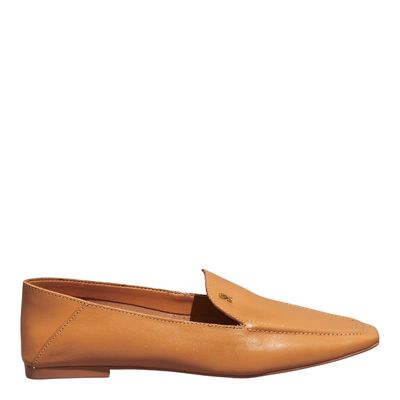 Mocassim Couro Nobre Soft Caramelo Bico Quadrado