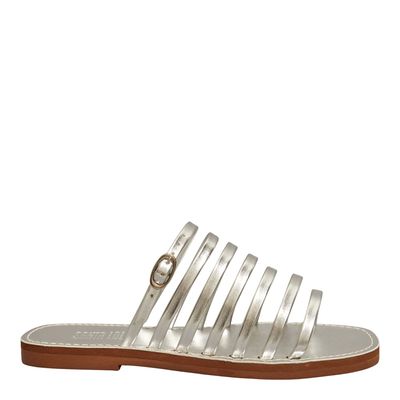 Rasteira Tiras Napa Metalizada Prata